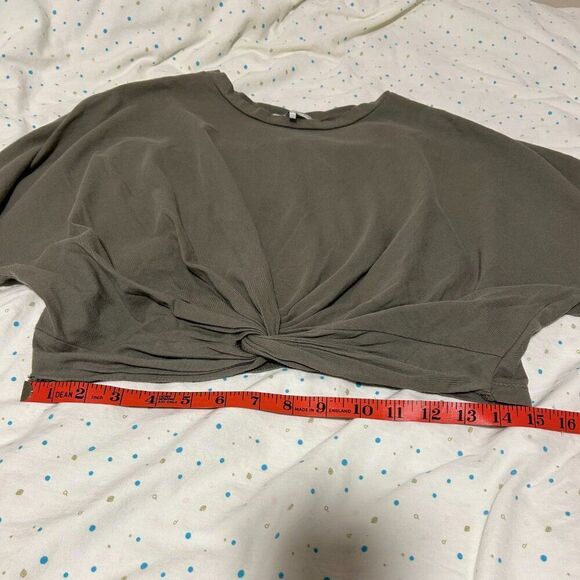 OAK + FORT Flared Wrap Knot Crop Top Green - O/S - Picture 9 of 14